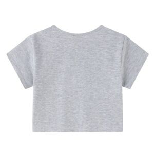 Camiseta corta flor con perlitas