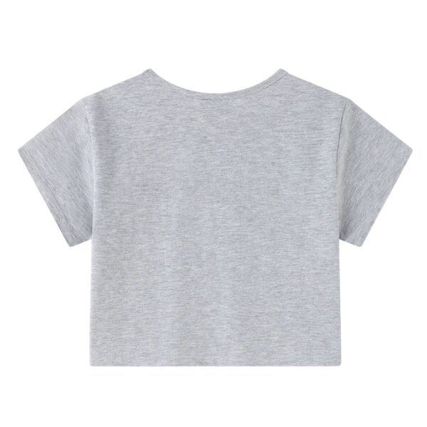 Camiseta corta flor con perlitas