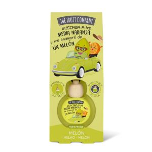 Ambientador de coche de melón The Fruit Company de 5 ml en su envase verde
