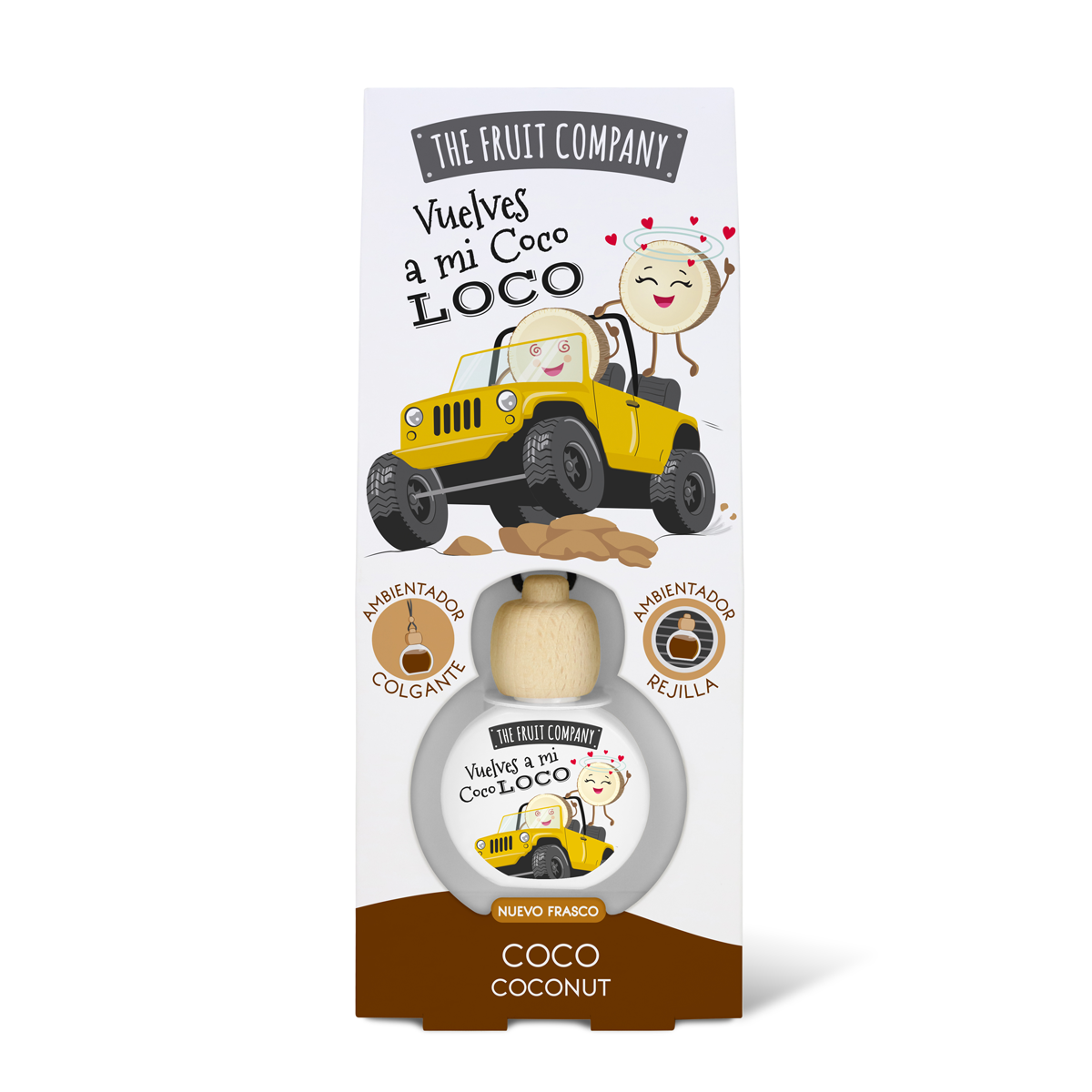 Ambientador de Coche Coco | Frescura tropical 1 Disfruta de la suavidad tropical con el ambientador de coche coco. Aroma dulce, cálido y relajante para tu vehículo.