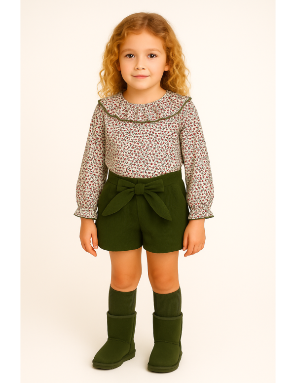 Conjunto Vestir Verde Alma Petit niña | Estilo delicado