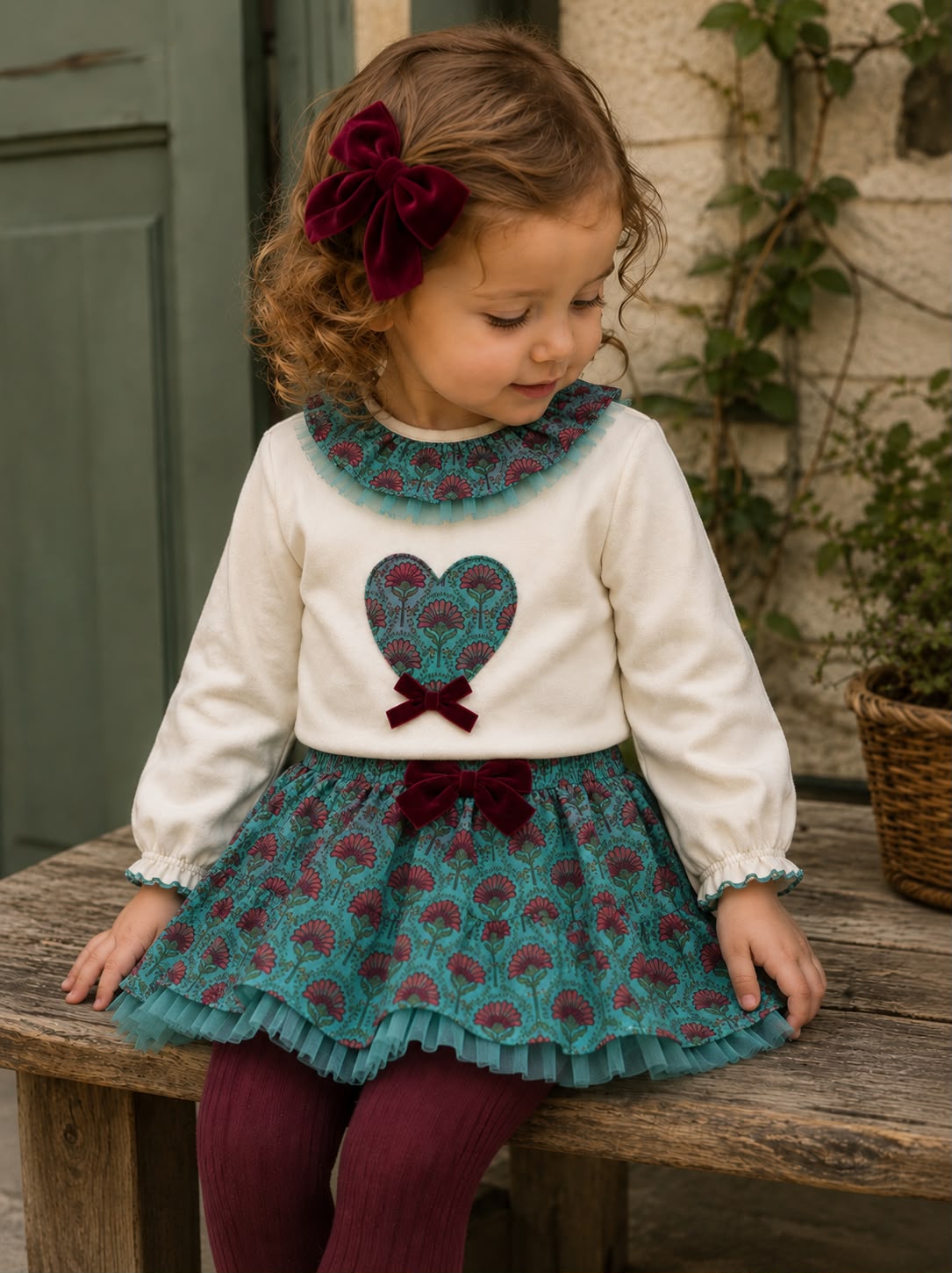 Conjunto niña flor tul Alma Petit afelpado y casual 2 Conjunto niña flor tul Alma Petit afelpado y casual