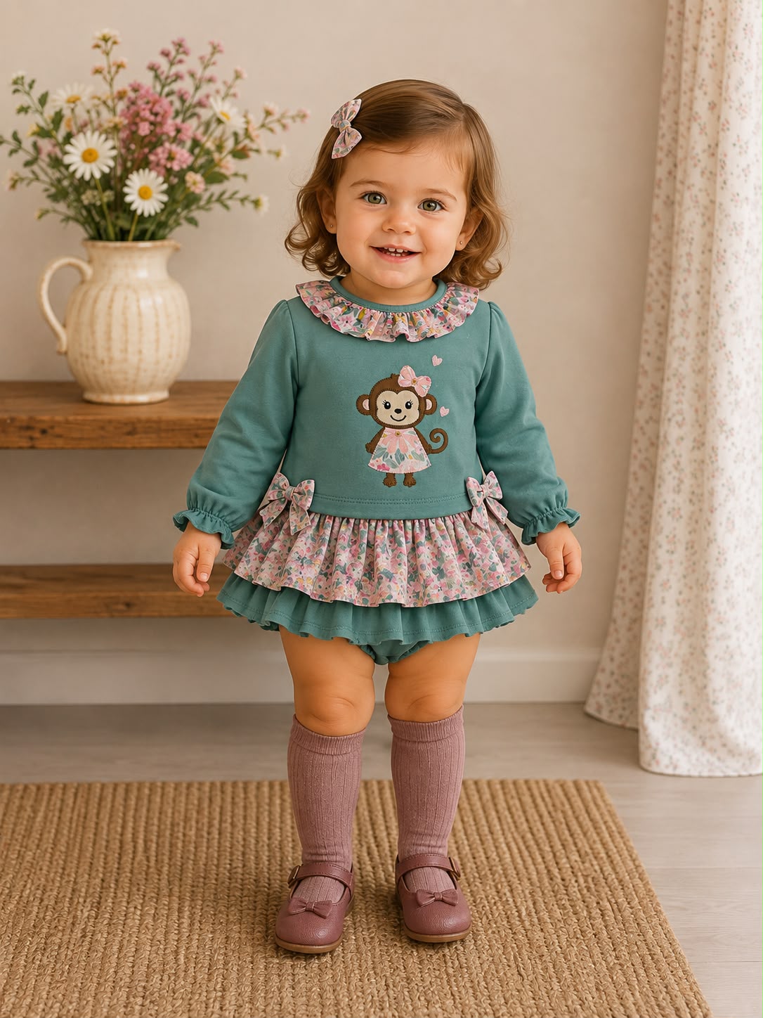 Culetín bebé niña Diverchic mona afelpado y casual 1 Culetín bebé niña Diverchic mona afelpado y casual