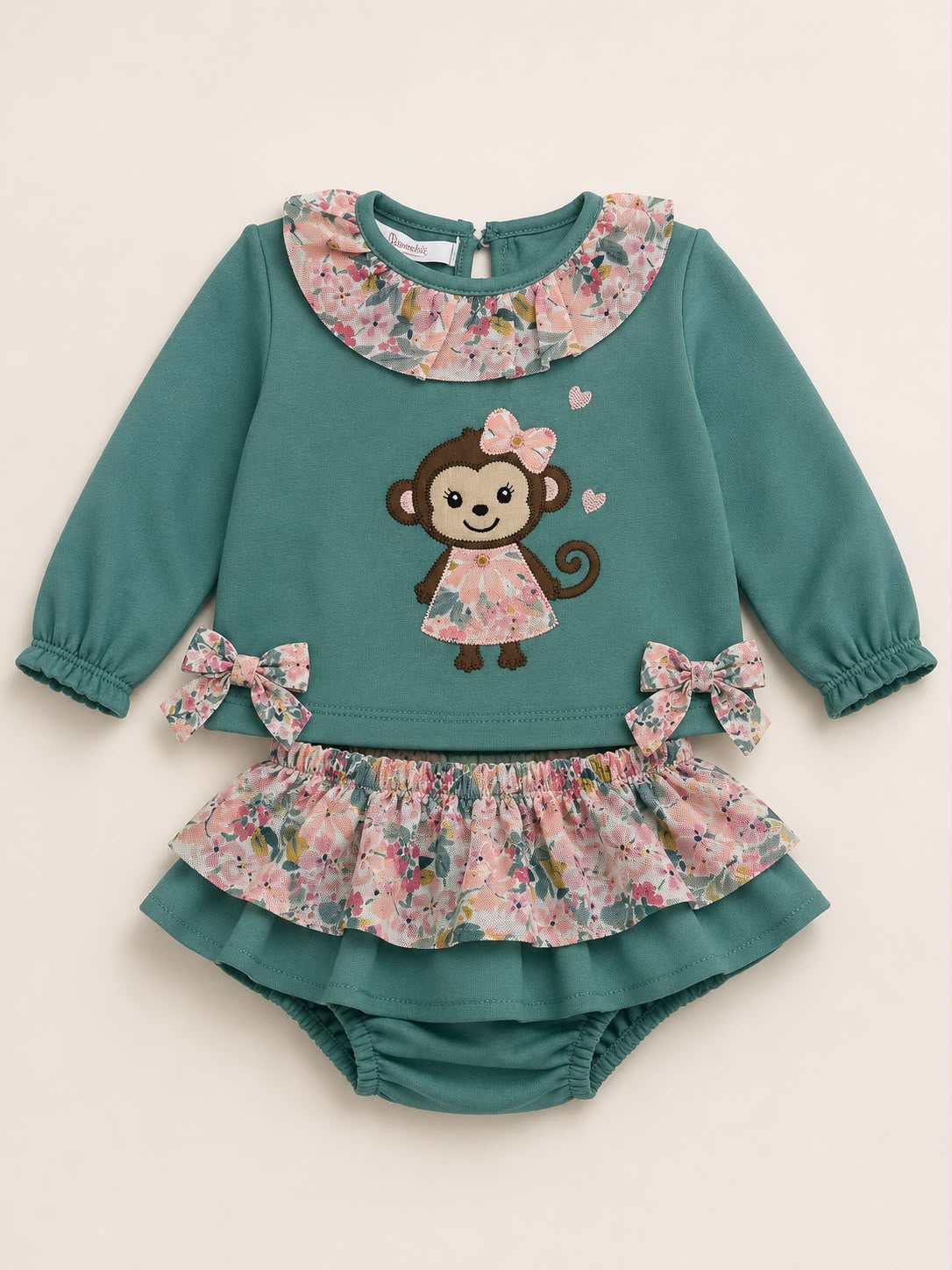 Culetín bebé niña Diverchic mona afelpado y casual 2 Culetín bebé niña Diverchic mona afelpado y casual