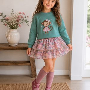 Conjunto niña mona Diverchic afelpado y casual