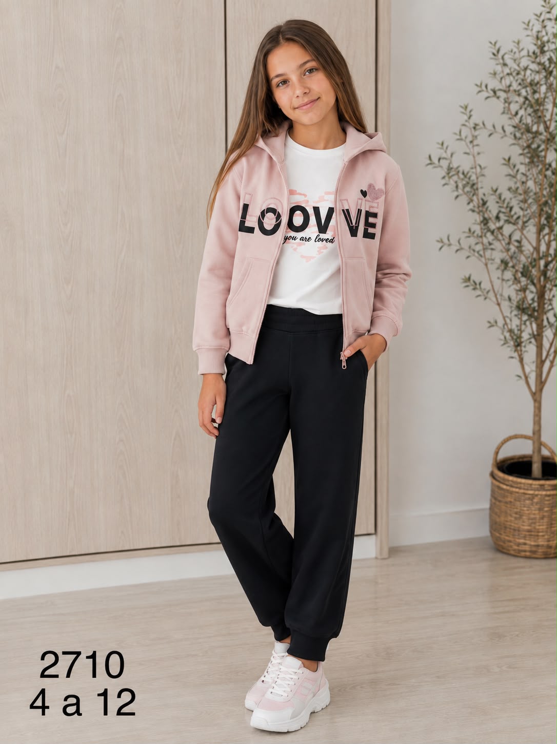 Chándal niña 3 piezas afelpado Love 1 Chándal niña 3 piezas afelpado Love