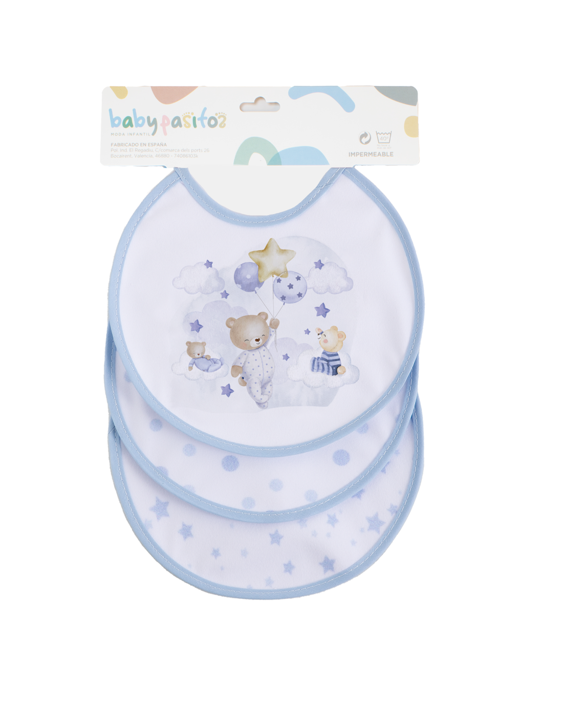 Baberos redondos para bebé | Pack de 3 unidades con estuche 4 Baberos redondos para bebé | Pack de 3 unidades con estuche