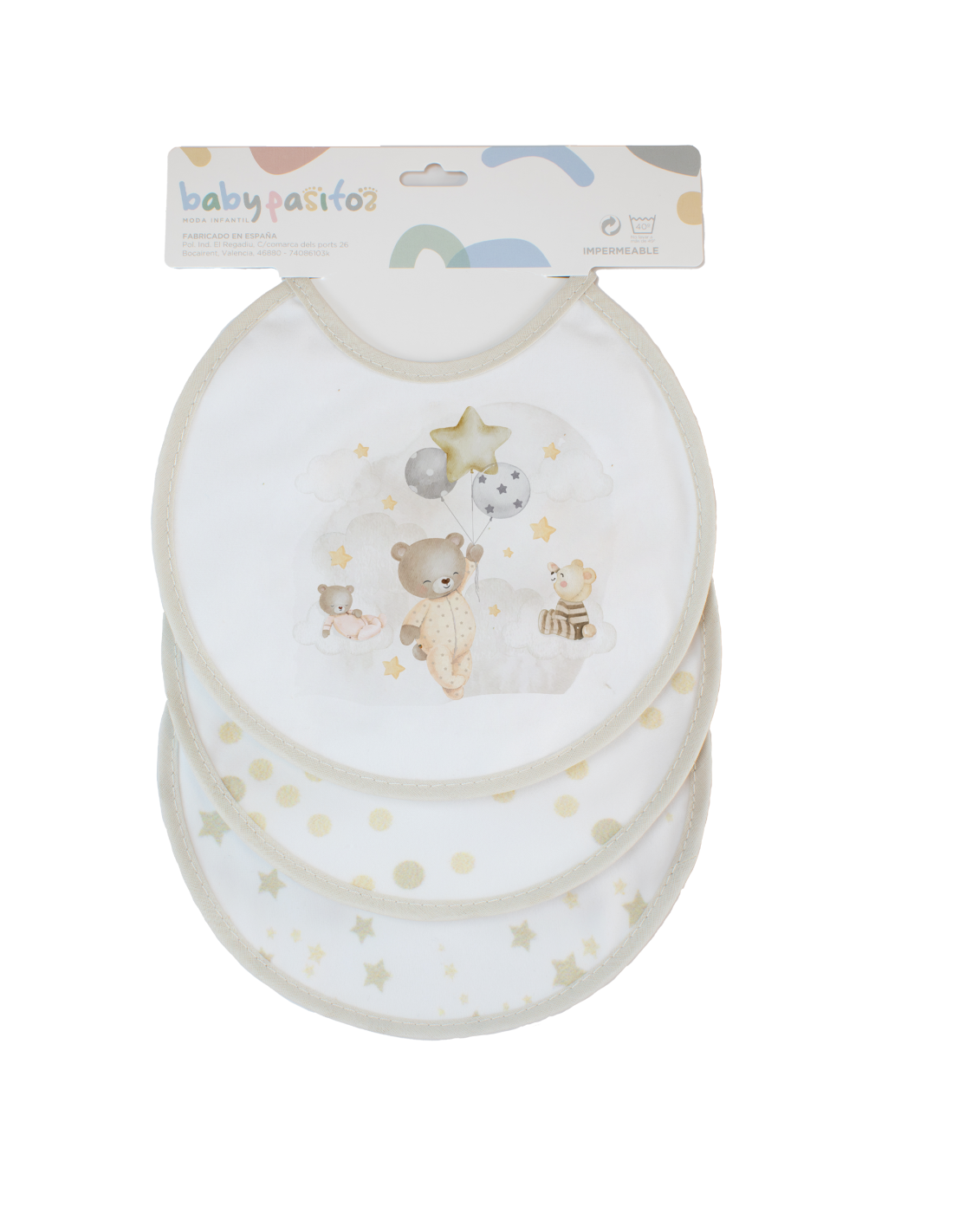 Baberos redondos para bebé | Pack de 3 unidades con estuche 5 Baberos redondos para bebé | Pack de 3 unidades con estuche