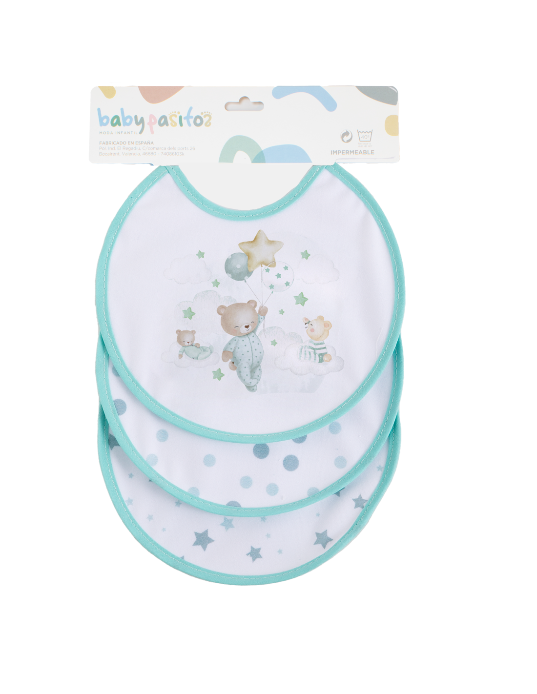 Baberos redondos para bebé | Pack de 3 unidades con estuche 2 Baberos redondos para bebé | Pack de 3 unidades con estuche