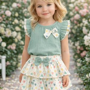 Home 12 Conjunto niña corazones Alma Petit para vestir