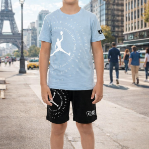 Home 10 Conjunto deportivo para niño azul y negro: estilo urbano, comodidad y moda infantil