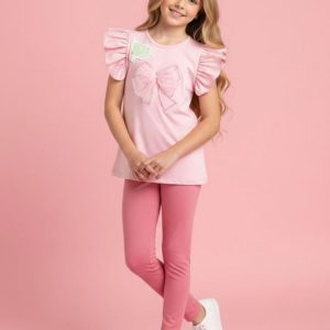 Conjunto niña lazo tul rosa