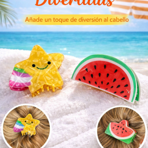 Pinzas para el pelo estrella o sandía para peques y mayores