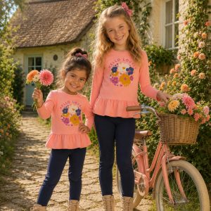 Conjunto niña afelpado 2 piezas modelo flores de Petit Cie