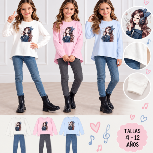 Conjunto niña dos piezas tricolor modelo jeggins